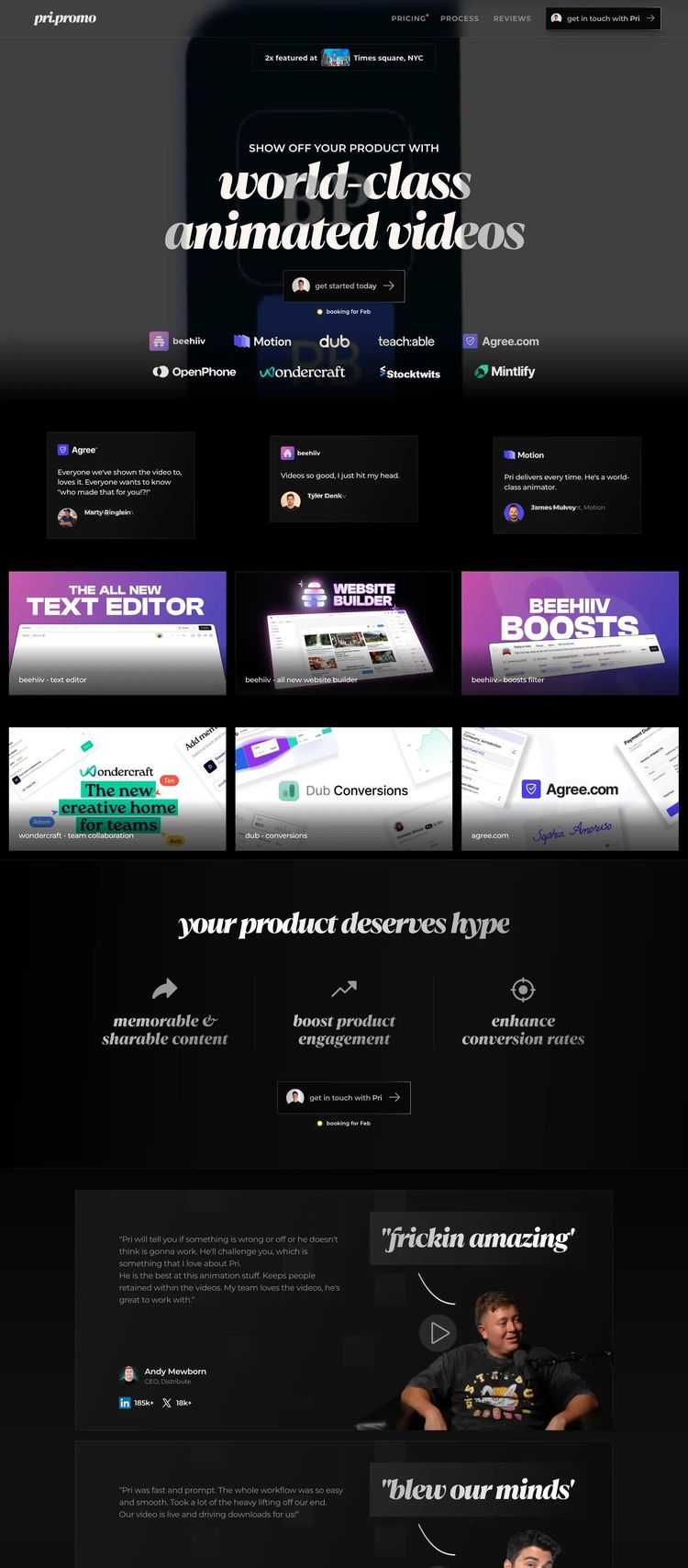 Screenshot 2 of Pri (Example Framer Video Production Website)