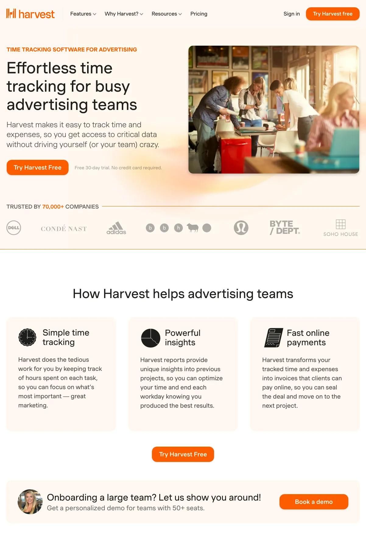 Screenshot 3 of Harvest (Example HubSpot Website)