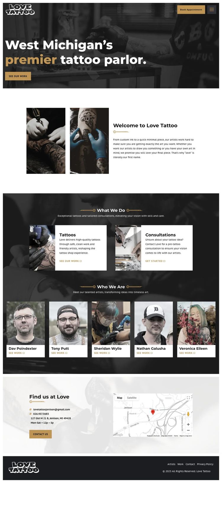 Screenshot 2 of Love Tattoo (Example WordPress Tattoo Artist/Studio Website)