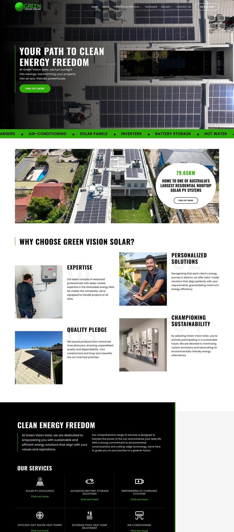 Screenshot 2 of Green Vision Solar (Example WordPress Solar Website)
