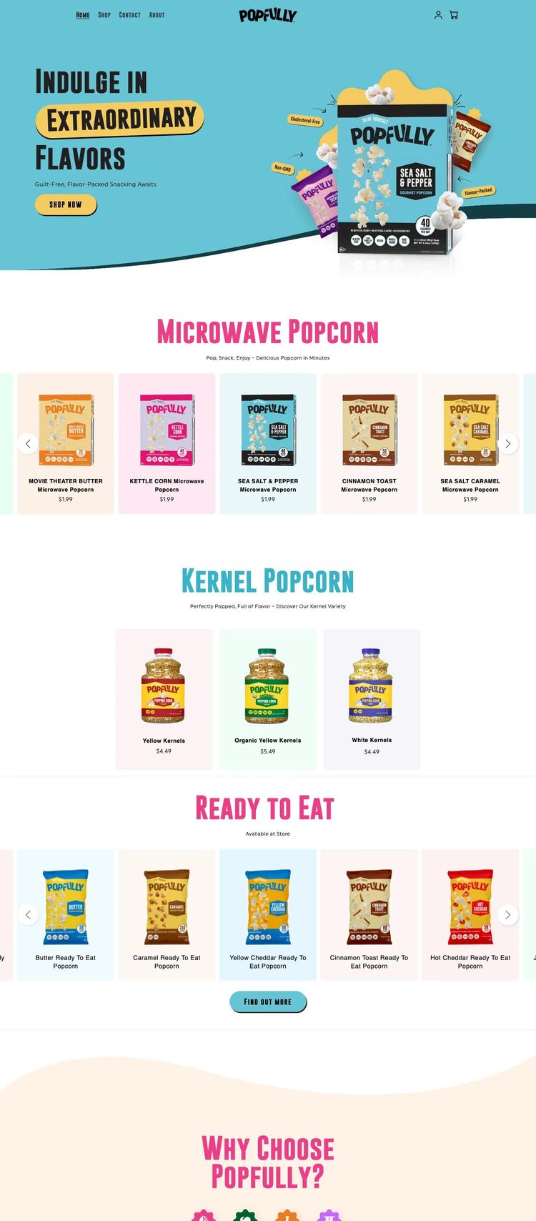 Screenshot 1 of Popfully (Example Shopify Food and Beverage Website)