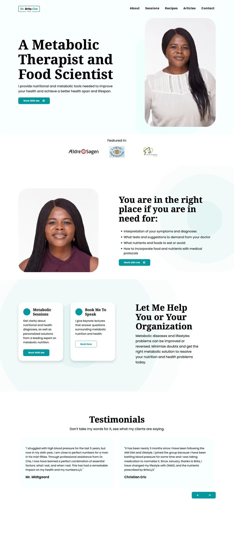 Screenshot 2 of Dr. Brita Che (Example undefined Health and Wellness Website)
