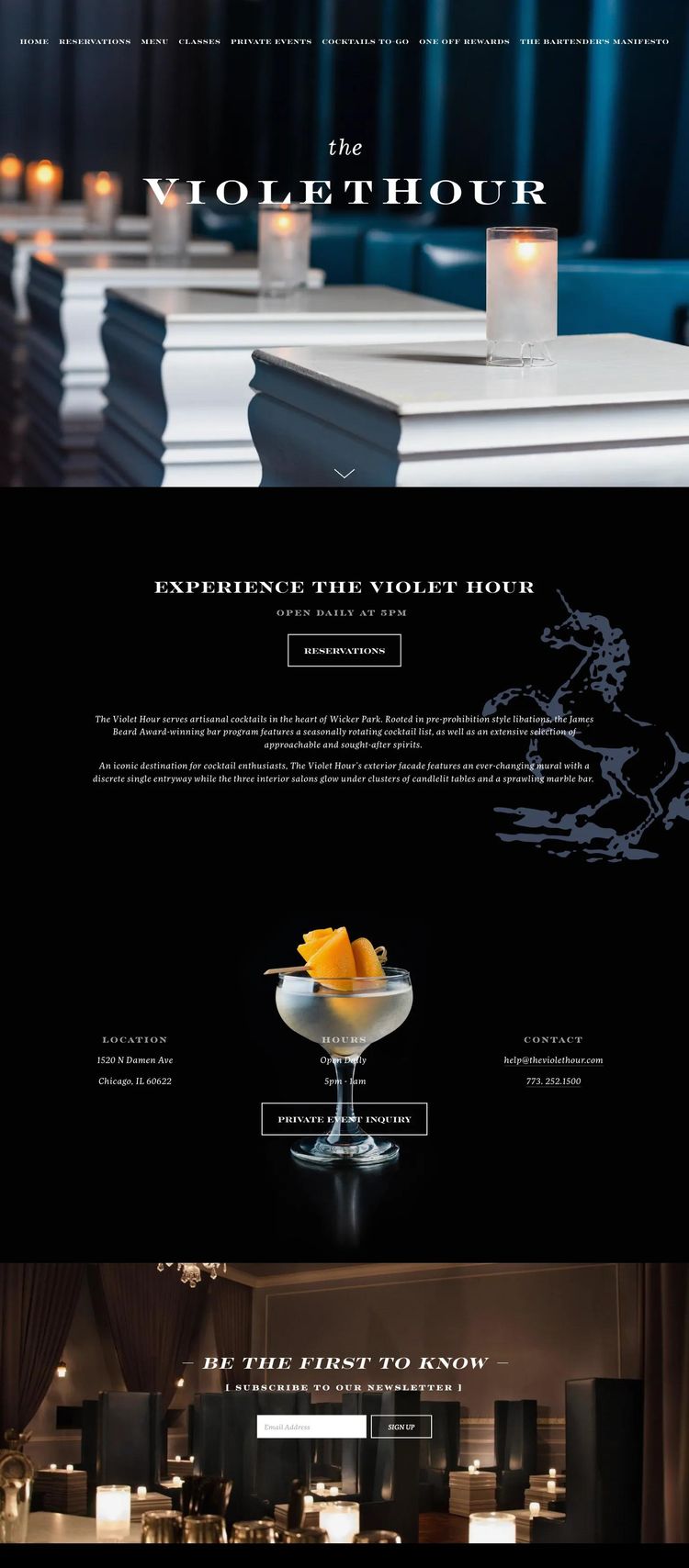 Screenshot 2 of The Violet Hour (Example Squarespace Restaurant Website)