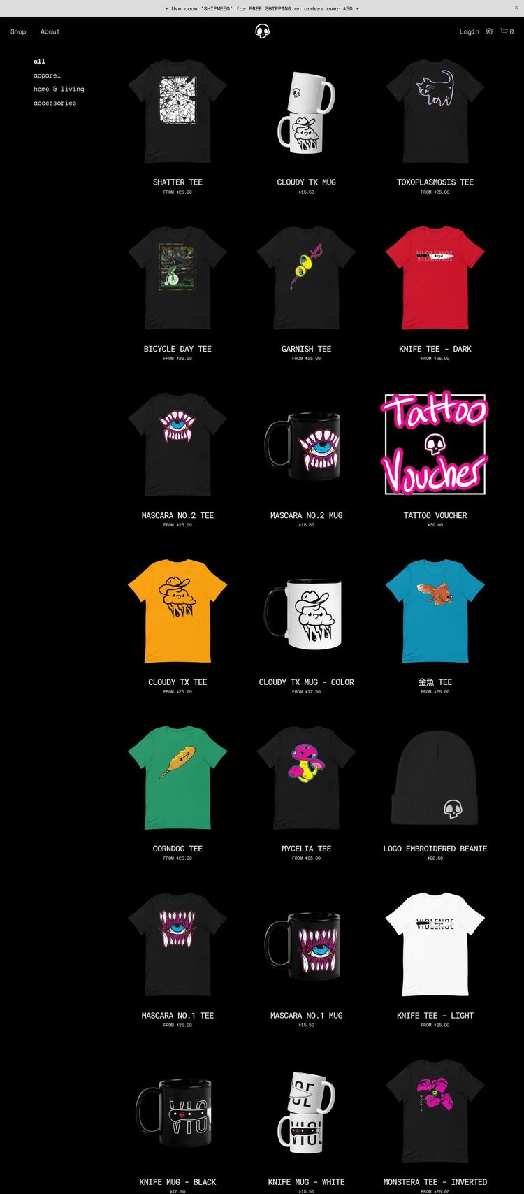 Screenshot 2 of drmoth (Example Squarespace Clothing/Fashion Website)