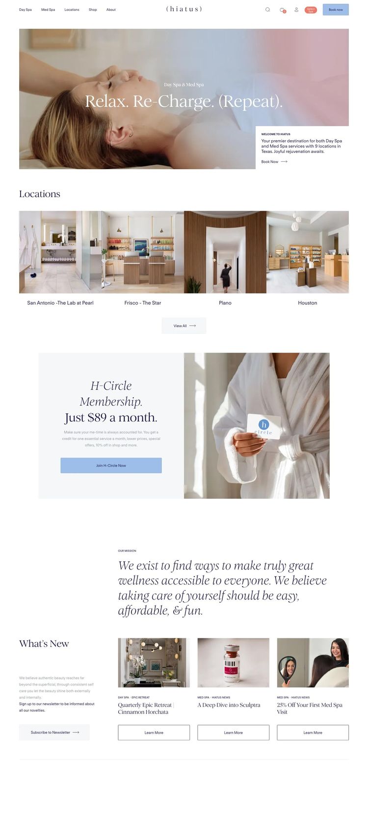 Screenshot 2 of Hiatus Spa (Example Webflow Spa Services Website)