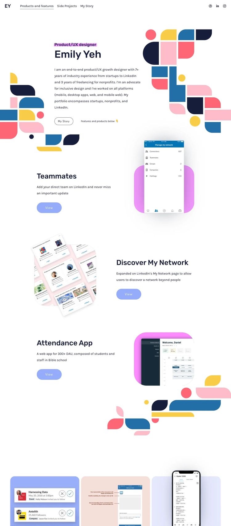 Screenshot 2 of Emily Yeh (Example Squarespace Design Portfolio Website)