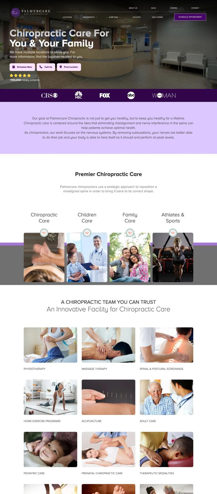 Screenshot 2 of Palmercare Chiropractic (Example Webflow Chiropractor Website)