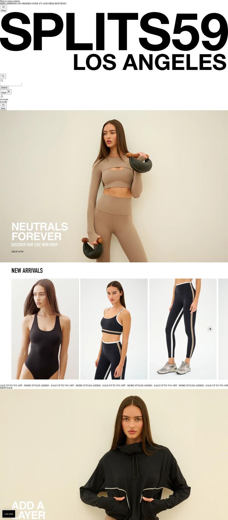 Screenshot 1 of Splits59 (Example Shopify Clothing/Fashion Website)