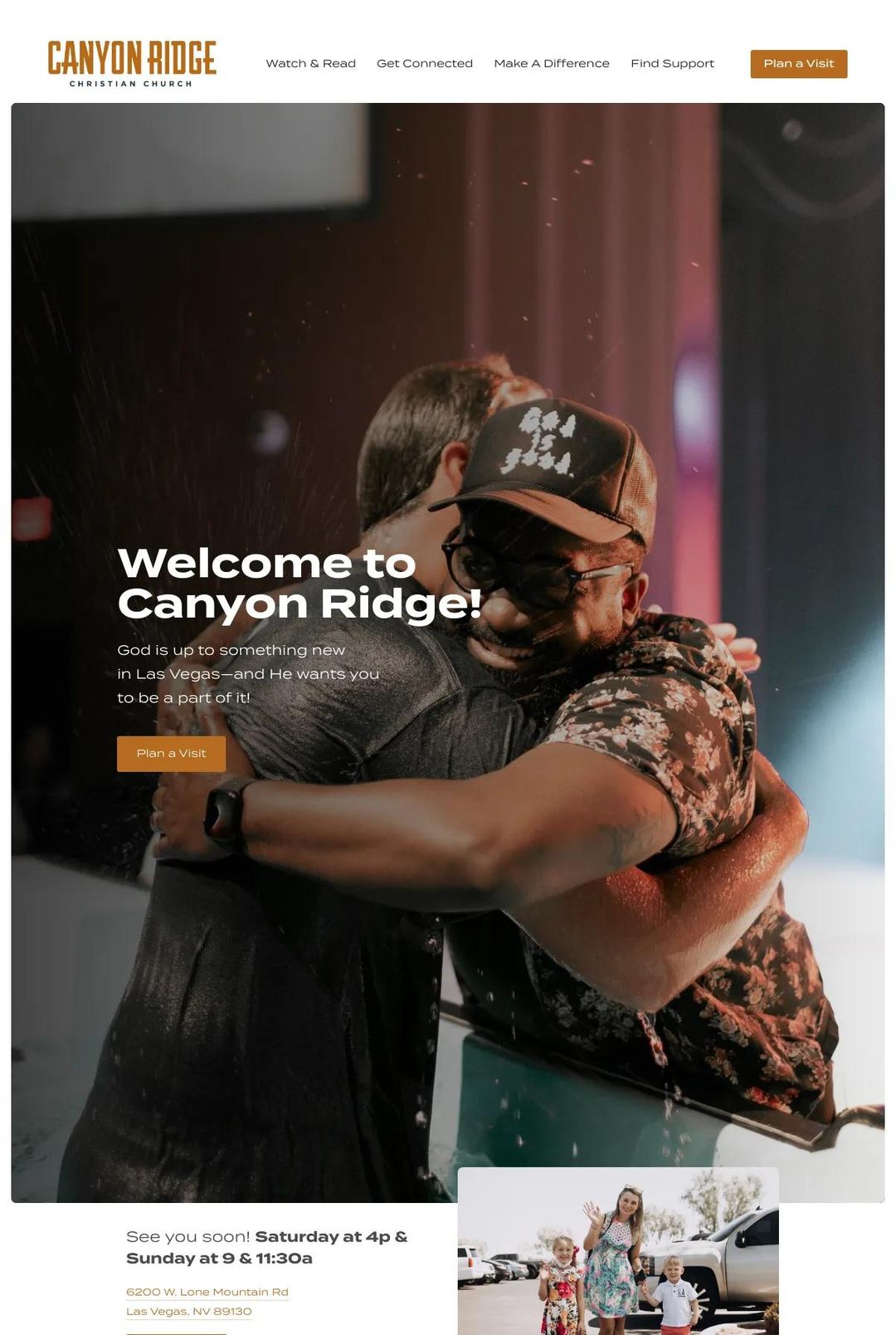 Screenshot 1 of Canyon Ridge Christian Church (Example Squarespace Church Website)