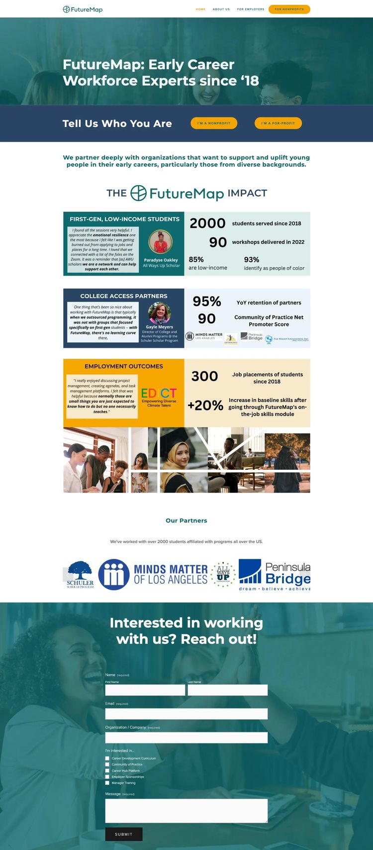 Screenshot 1 of FutureMap (Example Squarespace Nonprofit Organization Website)