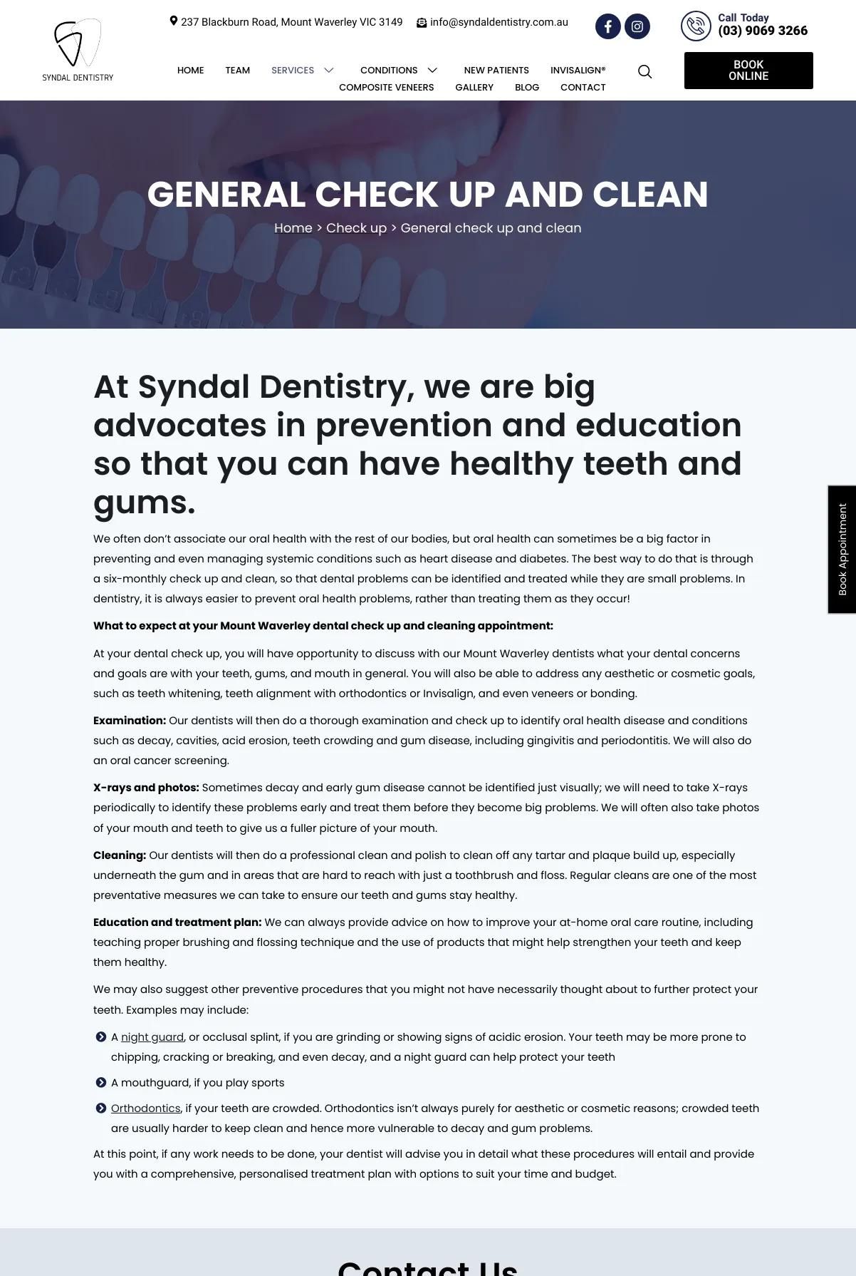 Screenshot 2 of Syndal Dentistry (Example Squarespace Dentist Website)