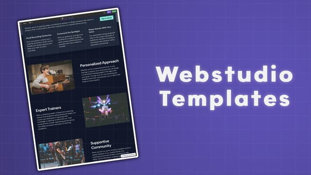 "Webstudio Templates" with screenshot of one of the templates from Webstudio