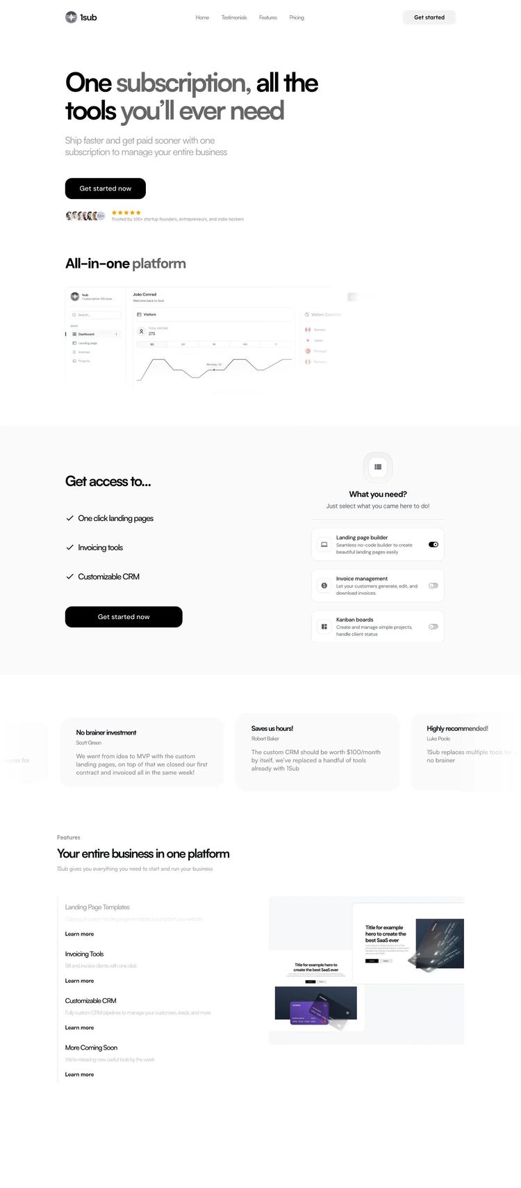 Screenshot 2 of 1sub (Example Framer Business Operations Website)