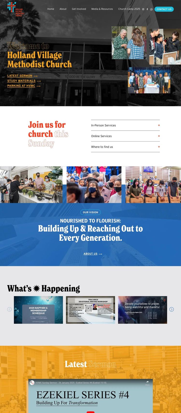 Screenshot 1 of Holland Village Methodist Church (Example Squarespace Church/Religious Organization Website)