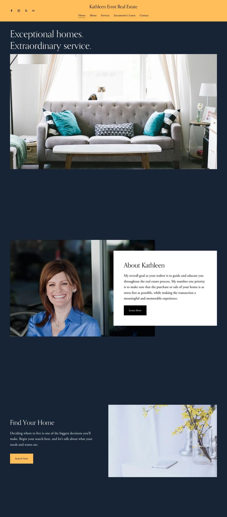 Screenshot 1 of Kathleen Ernst Real Estate (Example Squarespace Real Estate Agent Website)