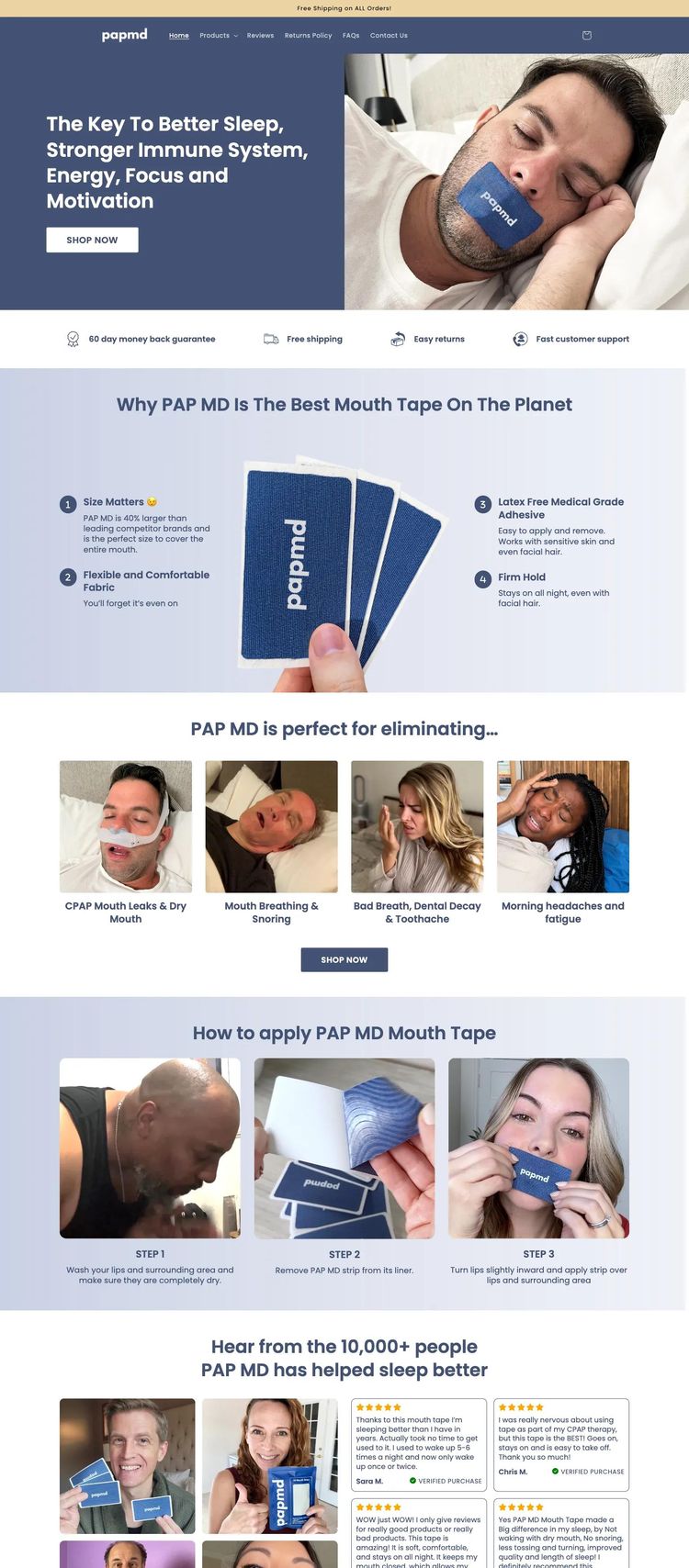 Screenshot 2 of PAP MD (Example Shopify Health and Wellness Website)