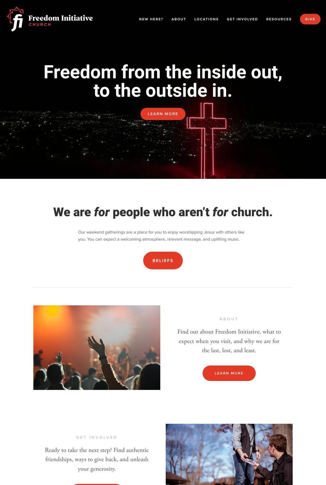 Screenshot 1 of Freedom Initiative Church (Example Squarespace Church Website)