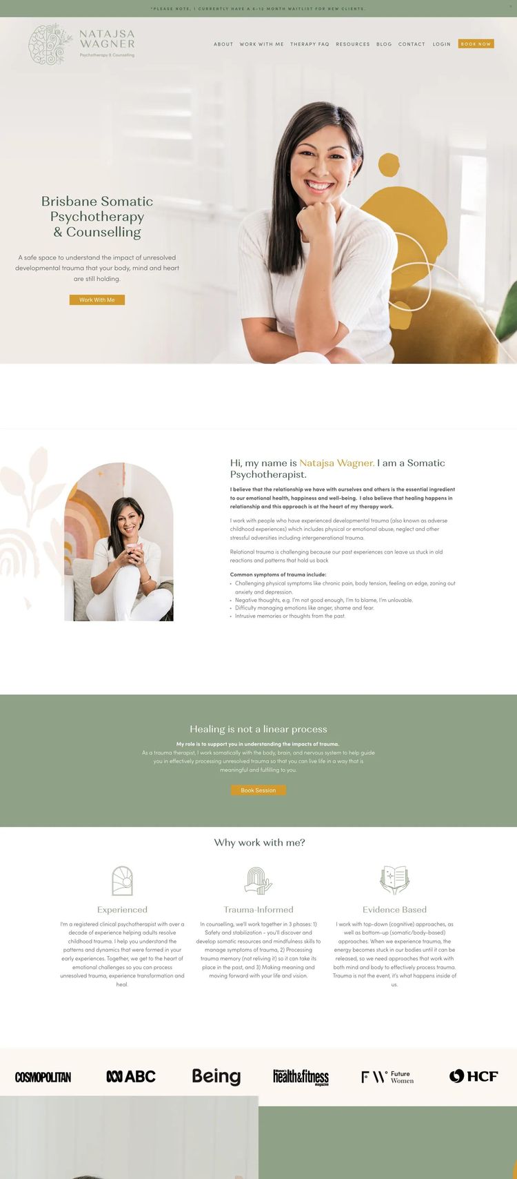 Screenshot 2 of Natajsa Wagner (Example Squarespace Therapist Website)