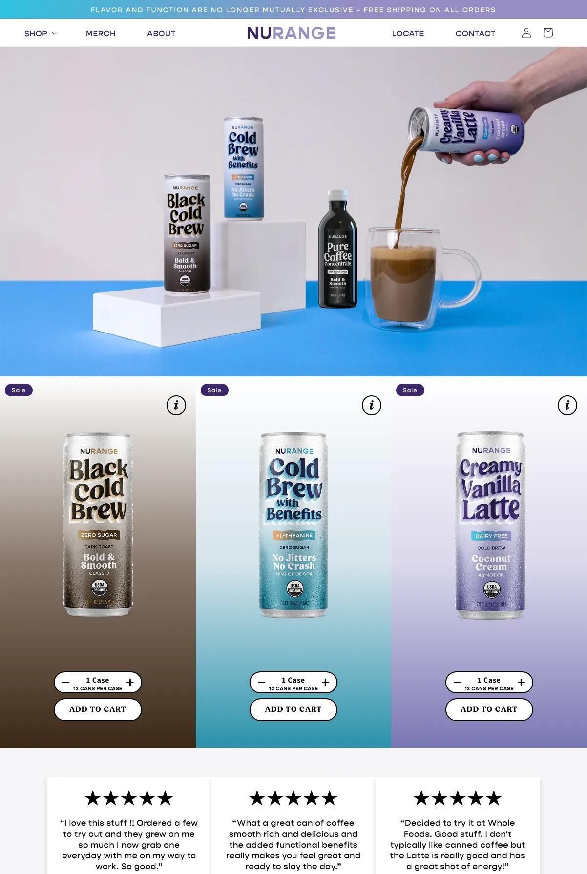 Screenshot 2 of NuRange Coffee (Example Shopify Website)