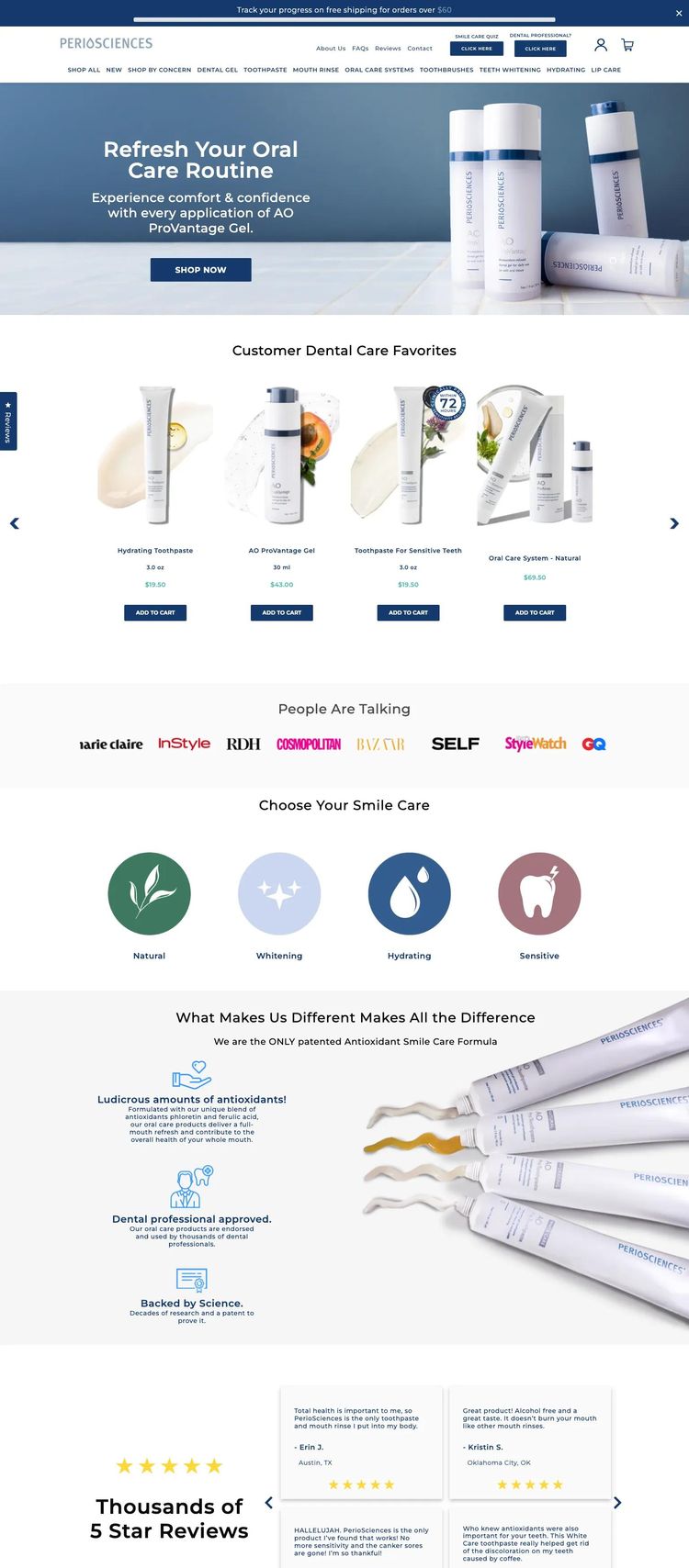 Screenshot 2 of Perio Sciences (Example Shopify Beauty Products Website)