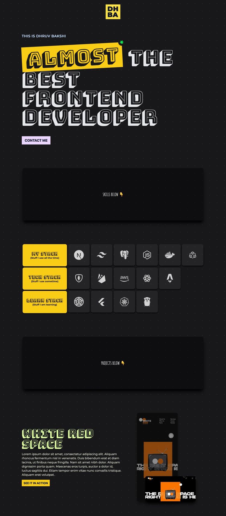 Screenshot 2 of Dhruv Bakshi (Example Astro Web Developer Portfolio Website)