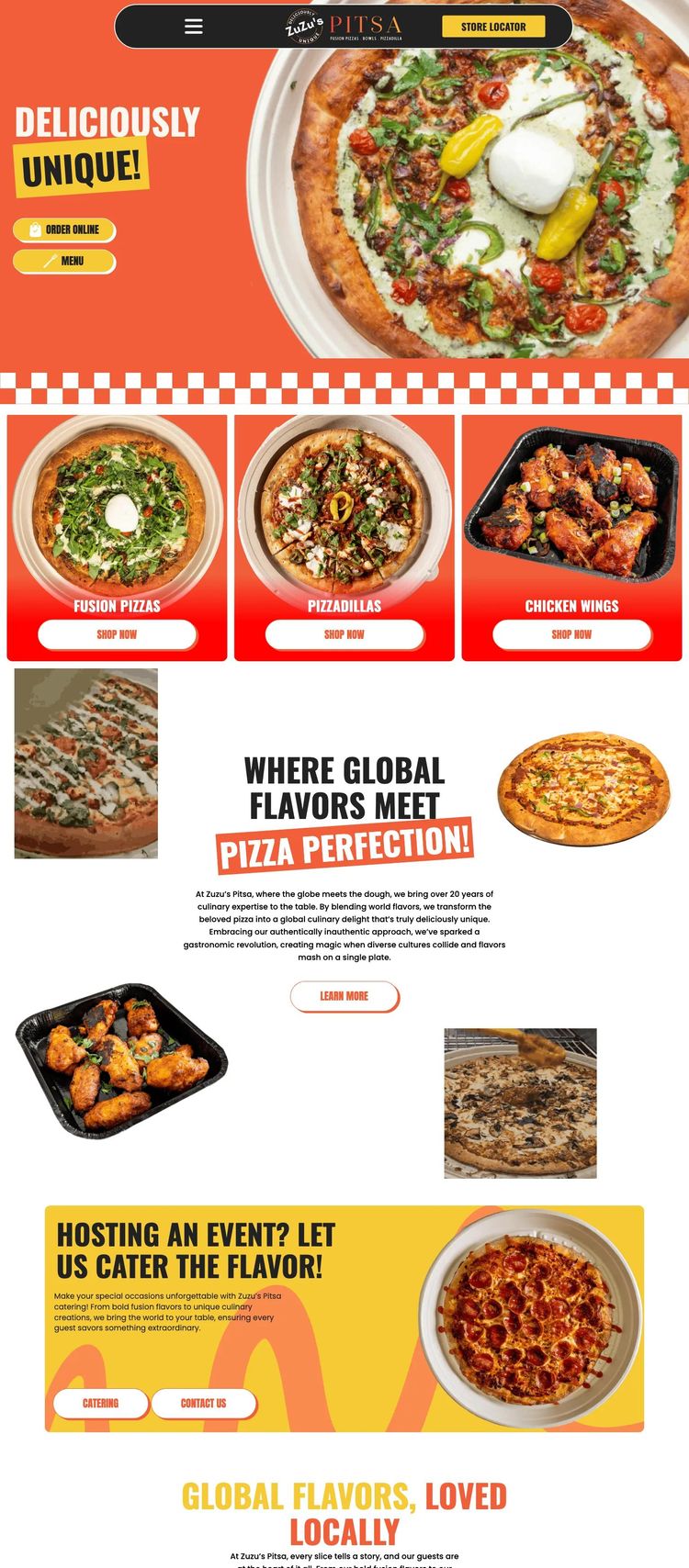 Screenshot 2 of Zuzu’s Pitsa (Example Webflow Restaurant Website)