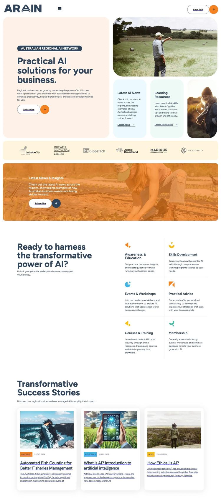 Screenshot 2 of Australian Regional AI Network (Example WordPress AI and Machine Learning Website)