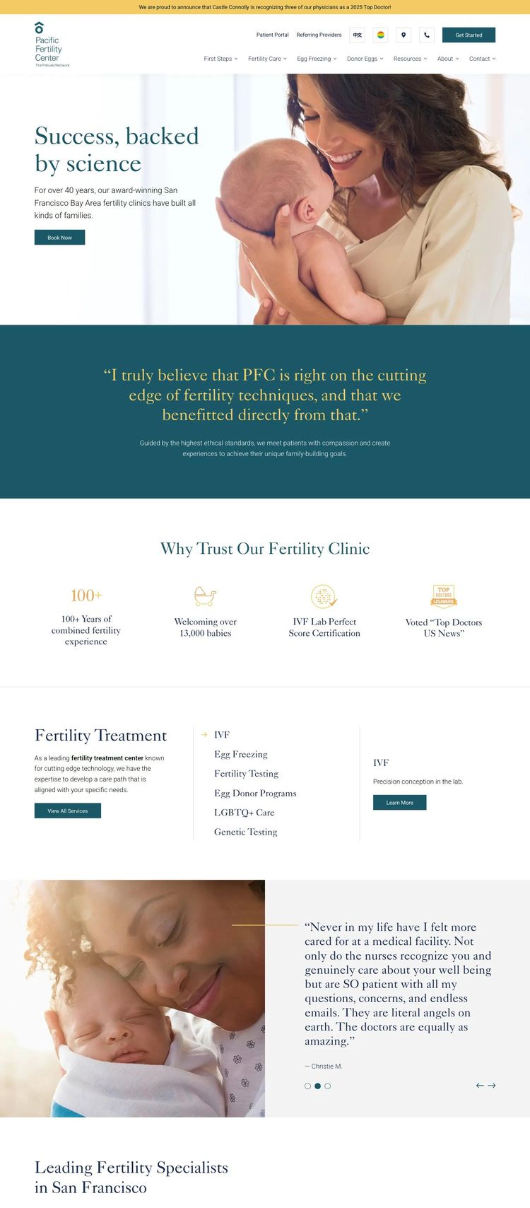 Screenshot 2 of Pacific Fertility Center (Example Framer Medical Practice Website)