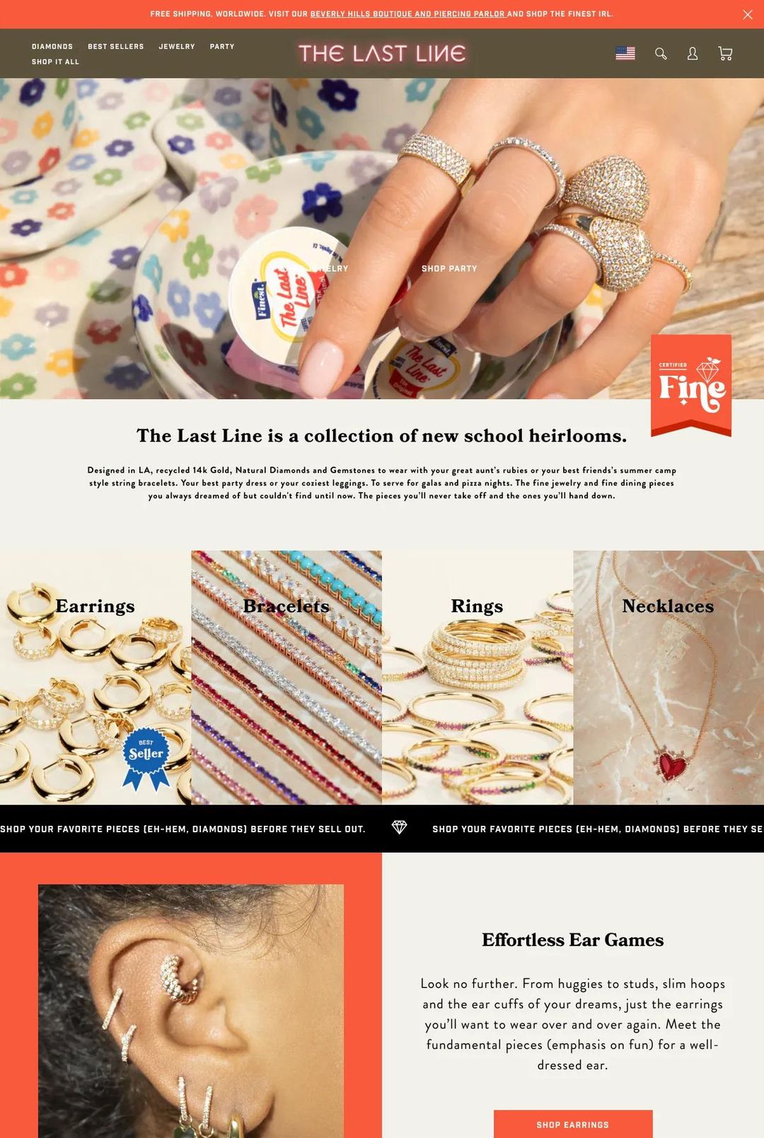 Screenshot 1 of The Last Line (Example Shopify Jewelry Website)