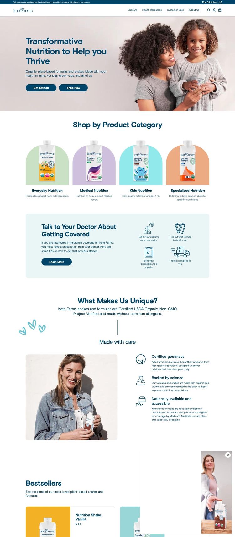 Screenshot 2 of Kate Farms (Example Shopify Nutritionist Website)