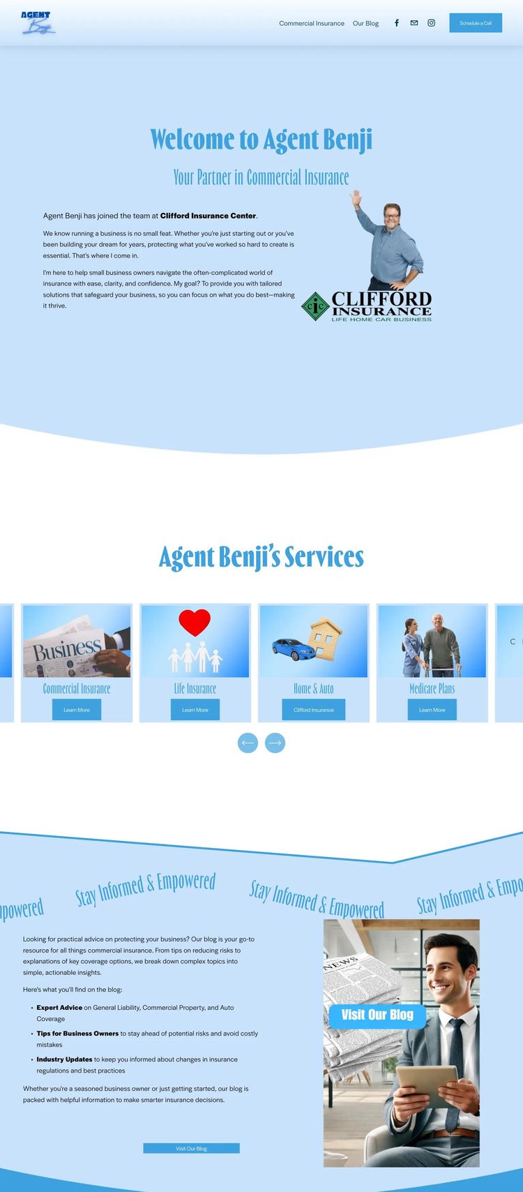 Screenshot 1 of Agent Benji (Example Squarespace Insurance Agent Website)