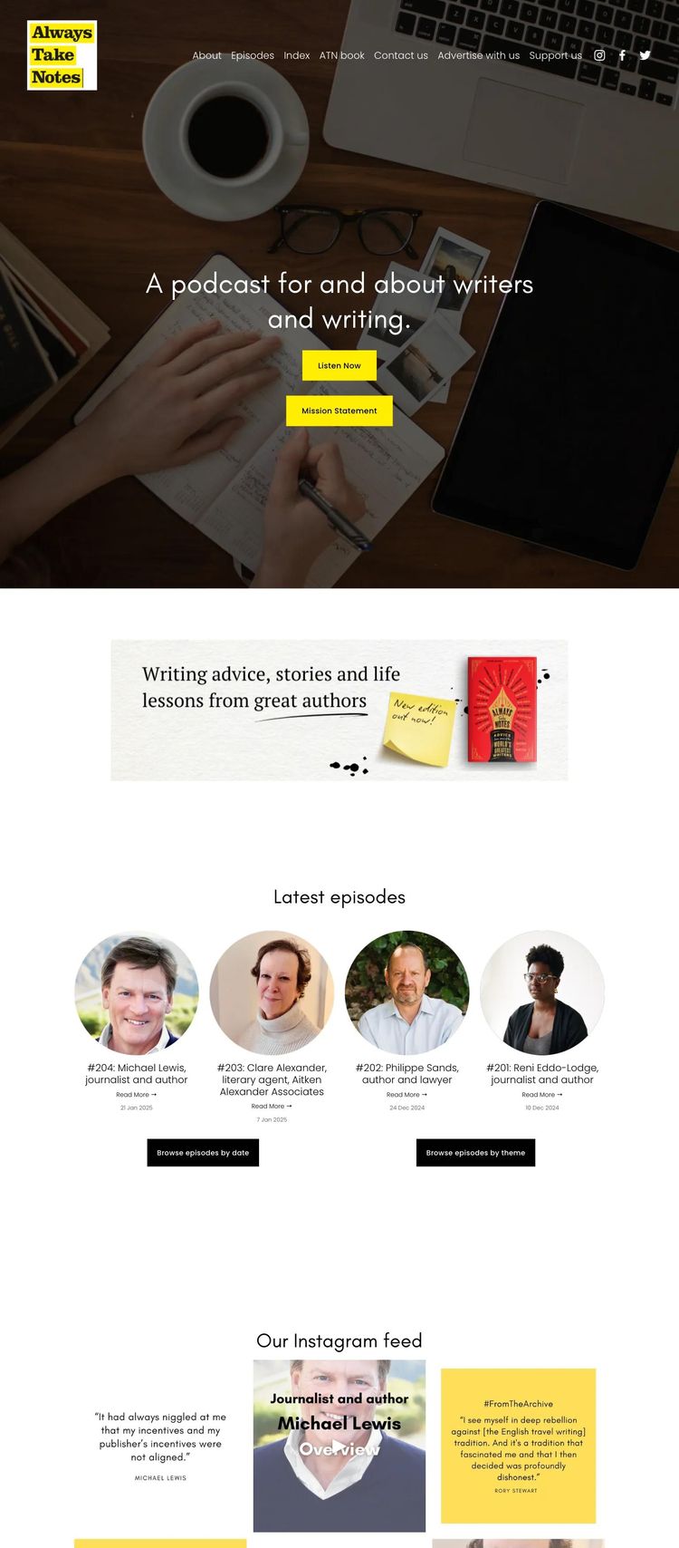 Screenshot 1 of Always Take Notes (Example Squarespace Podcast Website)