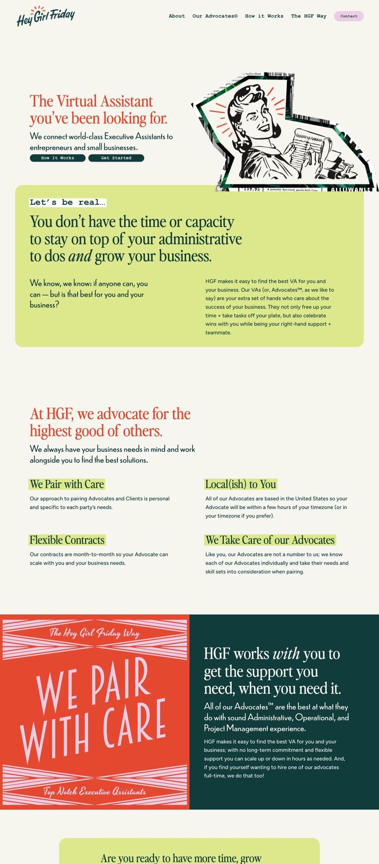 Screenshot 2 of Hey Girl Friday (Example Squarespace Virtual Assistant Website)