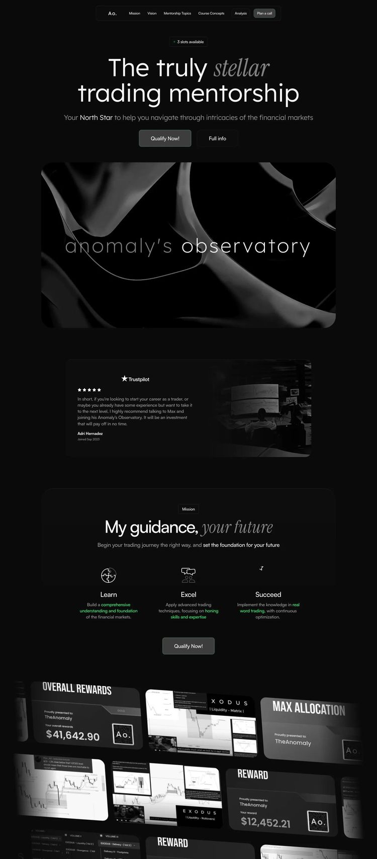 Screenshot 2 of Anomaly's Observatory (Example Framer Financial Advisor Website)