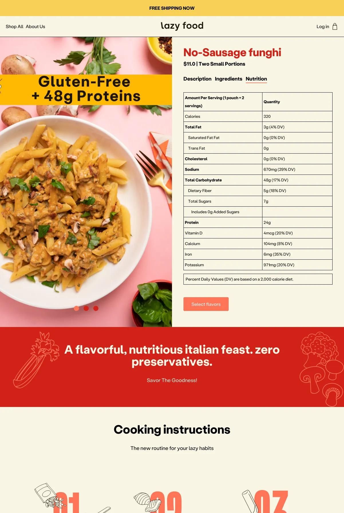Screenshot 3 of Lazy Food Co. (Example Shopify Food and Beverage Website)