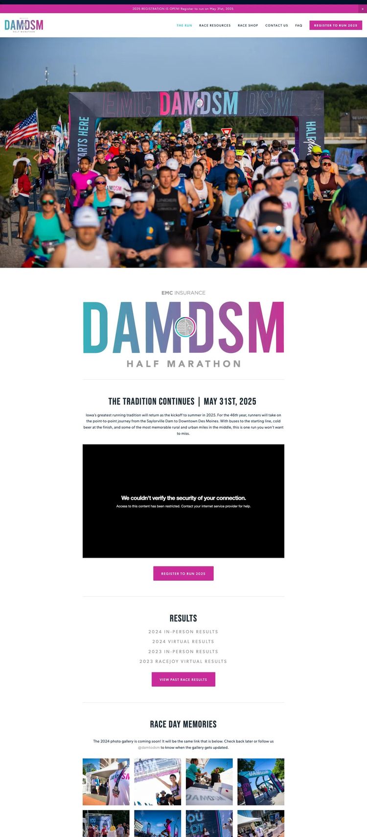 Screenshot 2 of Run Race (Example Squarespace Recreation Center Website)