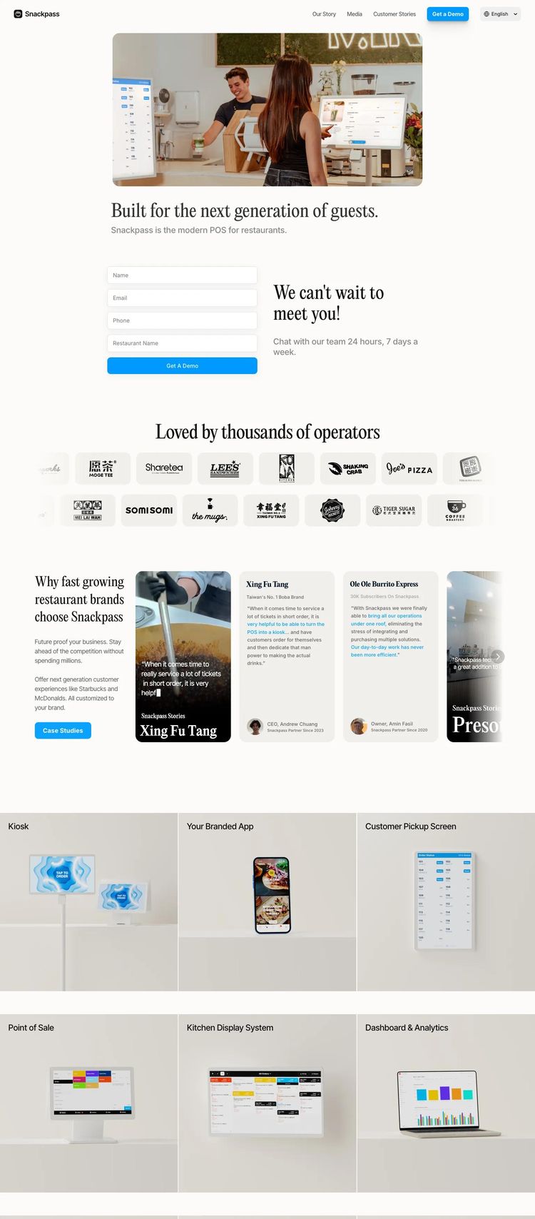 Screenshot 2 of Snackpass (Example Framer Software Development Website)