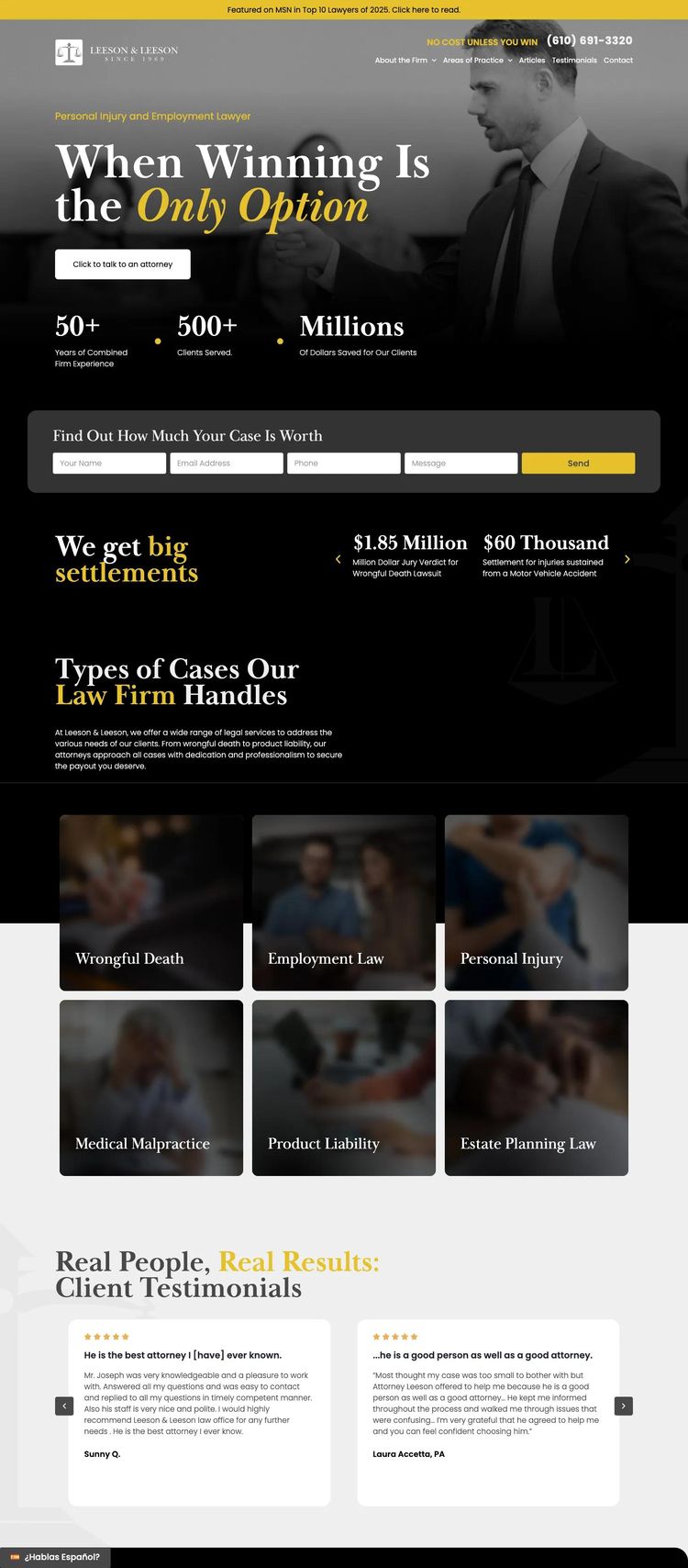 Screenshot 2 of Leeson & Leeson (Example WordPress Law Firm Website)