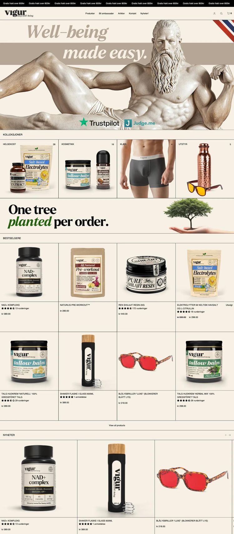 Screenshot 2 of Vigur (Example Shopify Supplements Website)