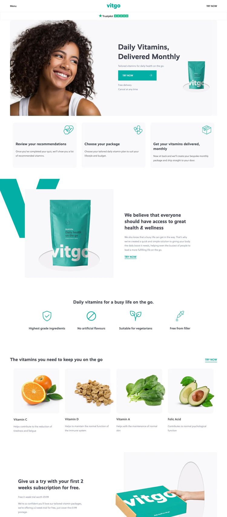 Screenshot 2 of Vitgo (Example Shopify Supplements Website)