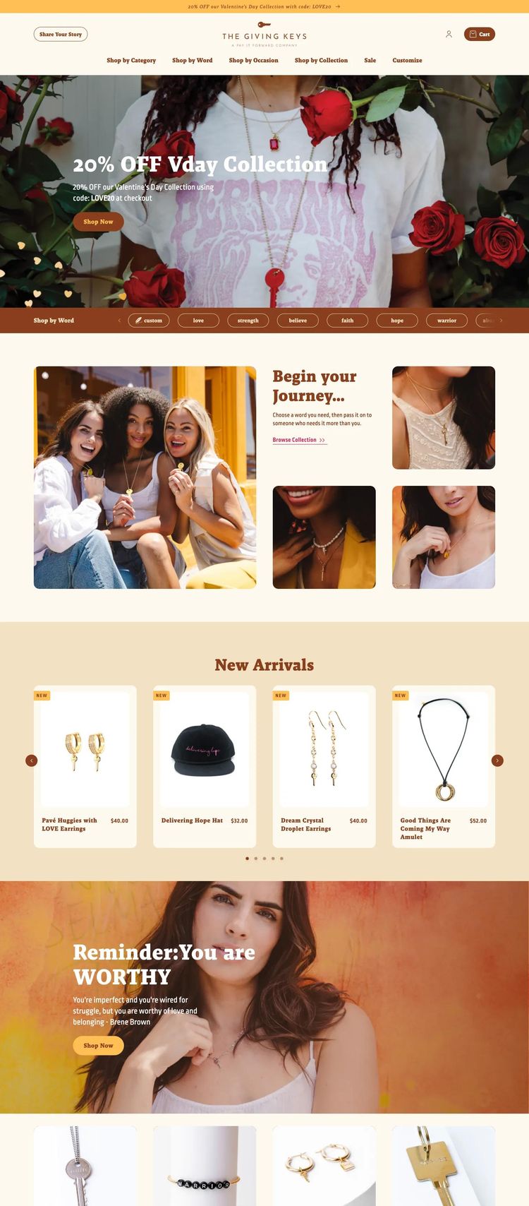 Screenshot 2 of The Giving Keys (Example Shopify Jewelry Website)