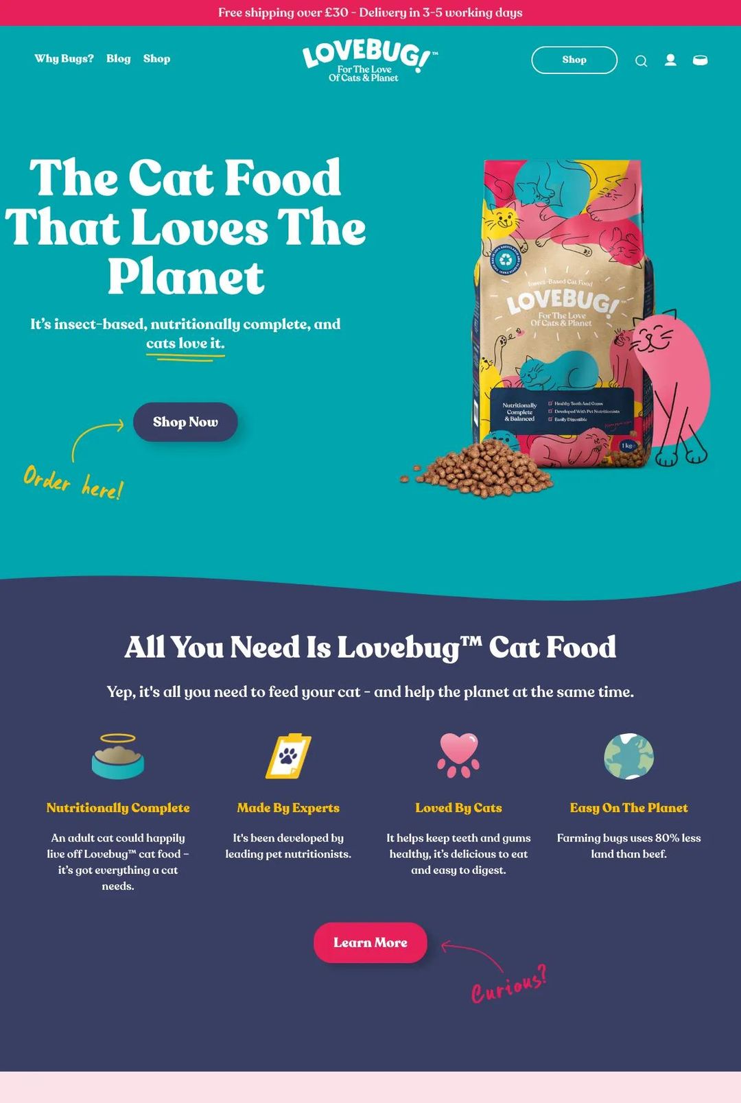 Screenshot 1 of Lovebug Pet Food (Example Shopify Food and Beverage Website)