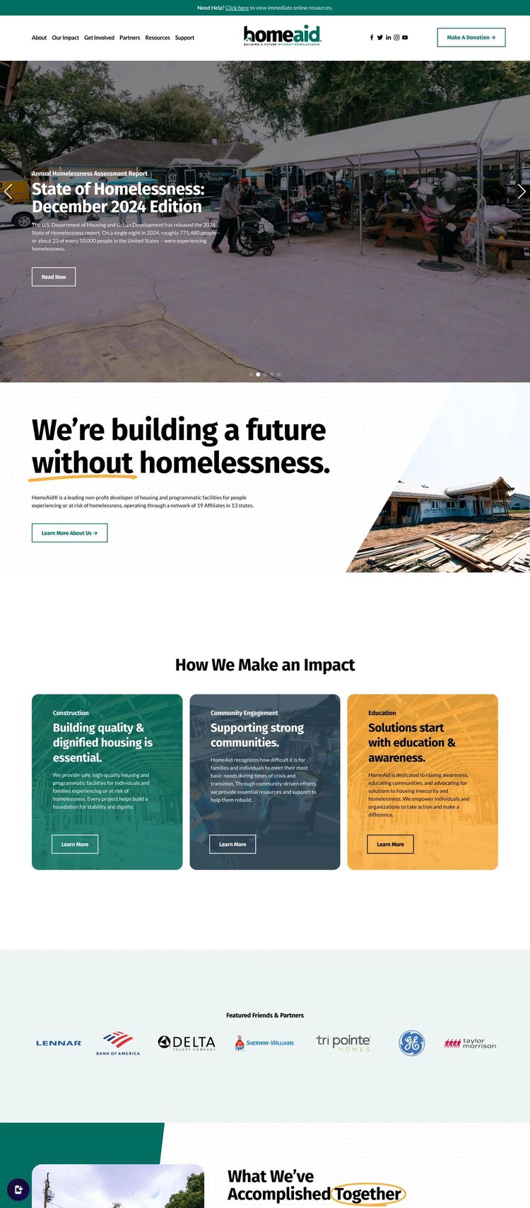 Screenshot 1 of HomeAid (Example Squarespace Nonprofit Organization Website)