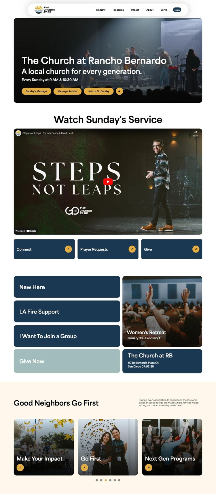 Screenshot 1 of The Church at Rancho Bernardo (Example Squarespace Church/Religious Organization Website)
