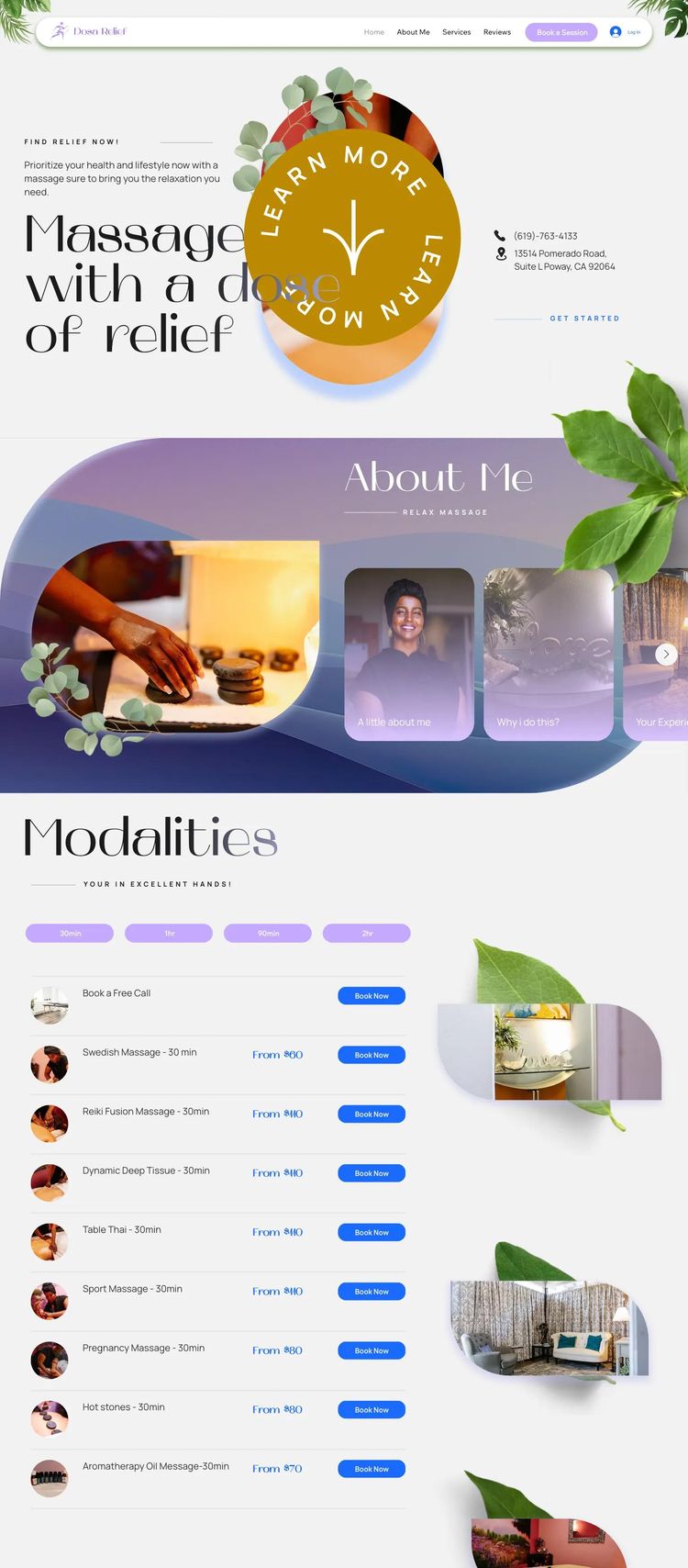 Screenshot 2 of Dosa Relief (Example Wix Health and Wellness Website)