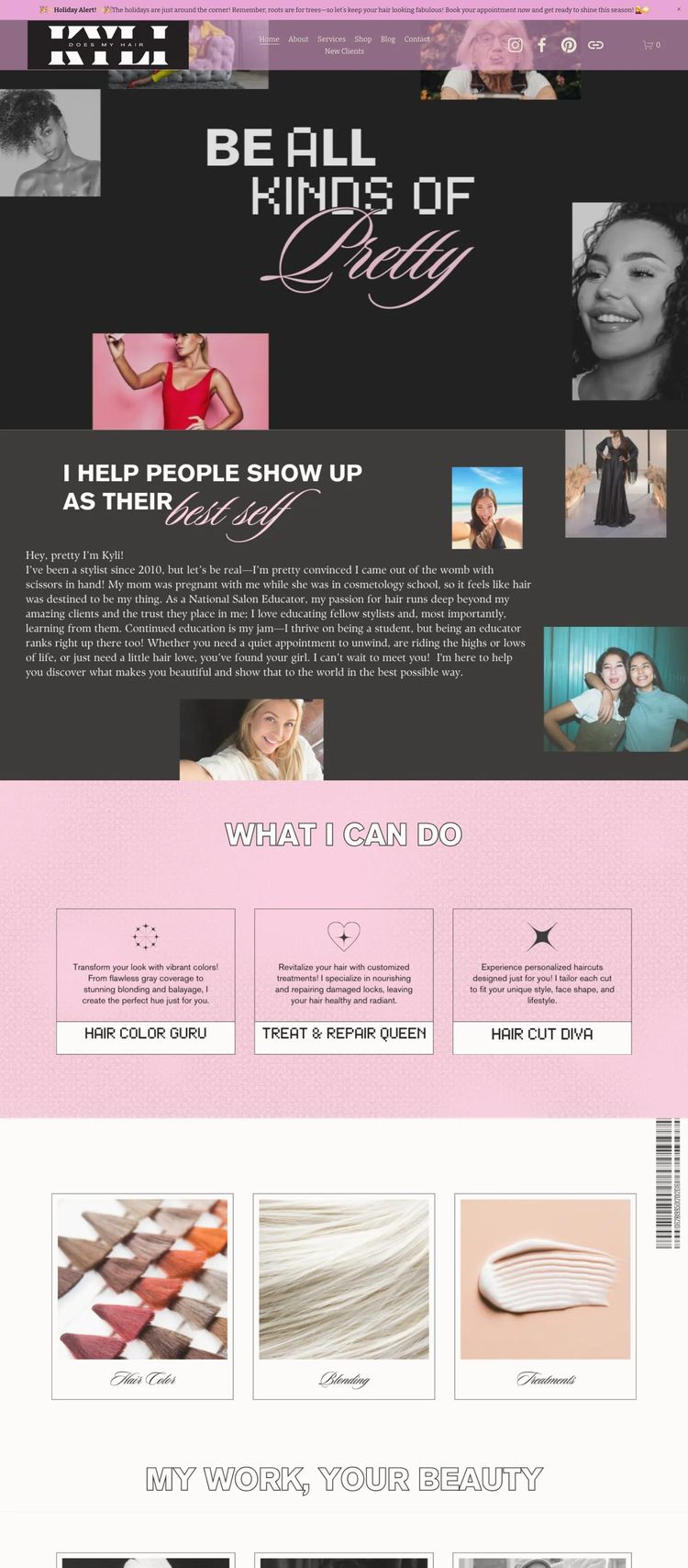 Screenshot 2 of Kyli Hair Artistry (Example Squarespace Beauty Salon Website)