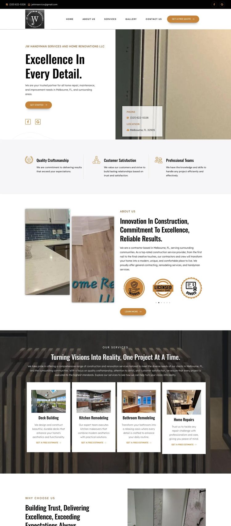Screenshot 2 of JW Handyman Services And Home Renovations (Example WordPress Handyman Website)