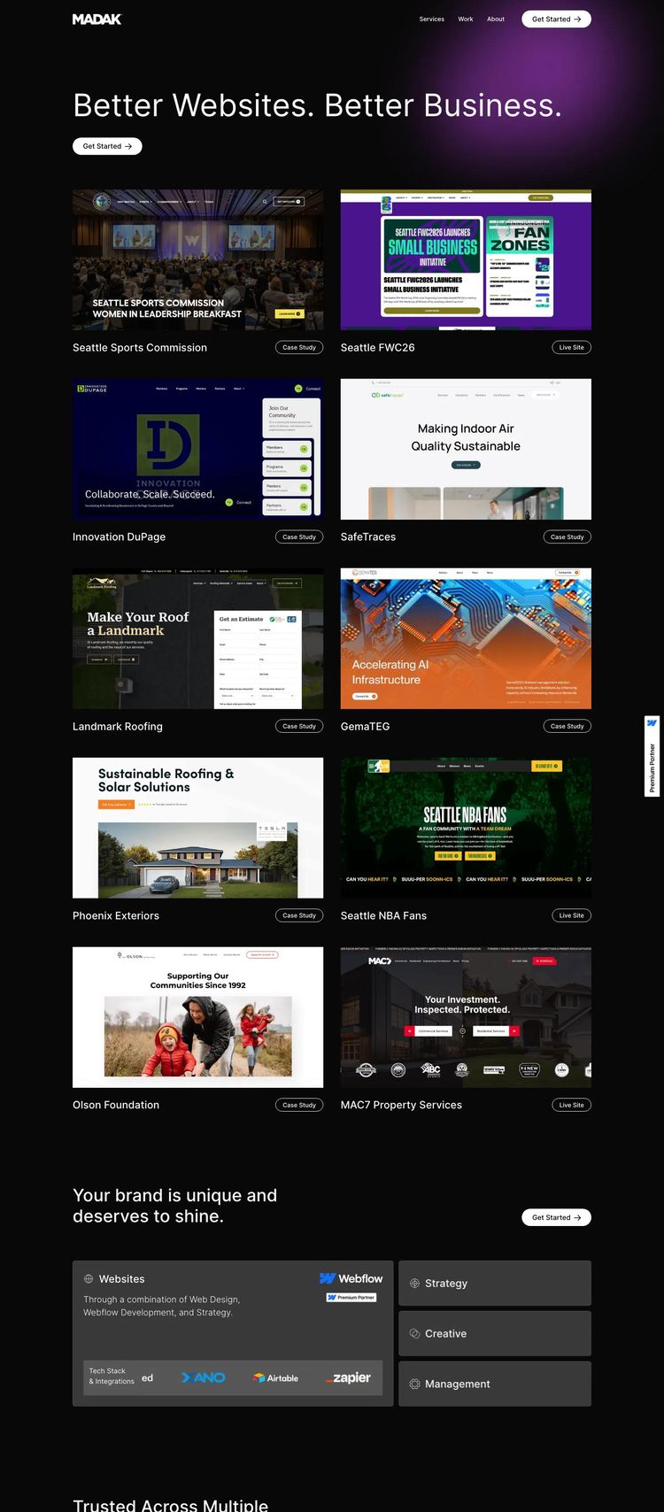 Screenshot 2 of Madak (Example Webflow Marketing Agency Website)