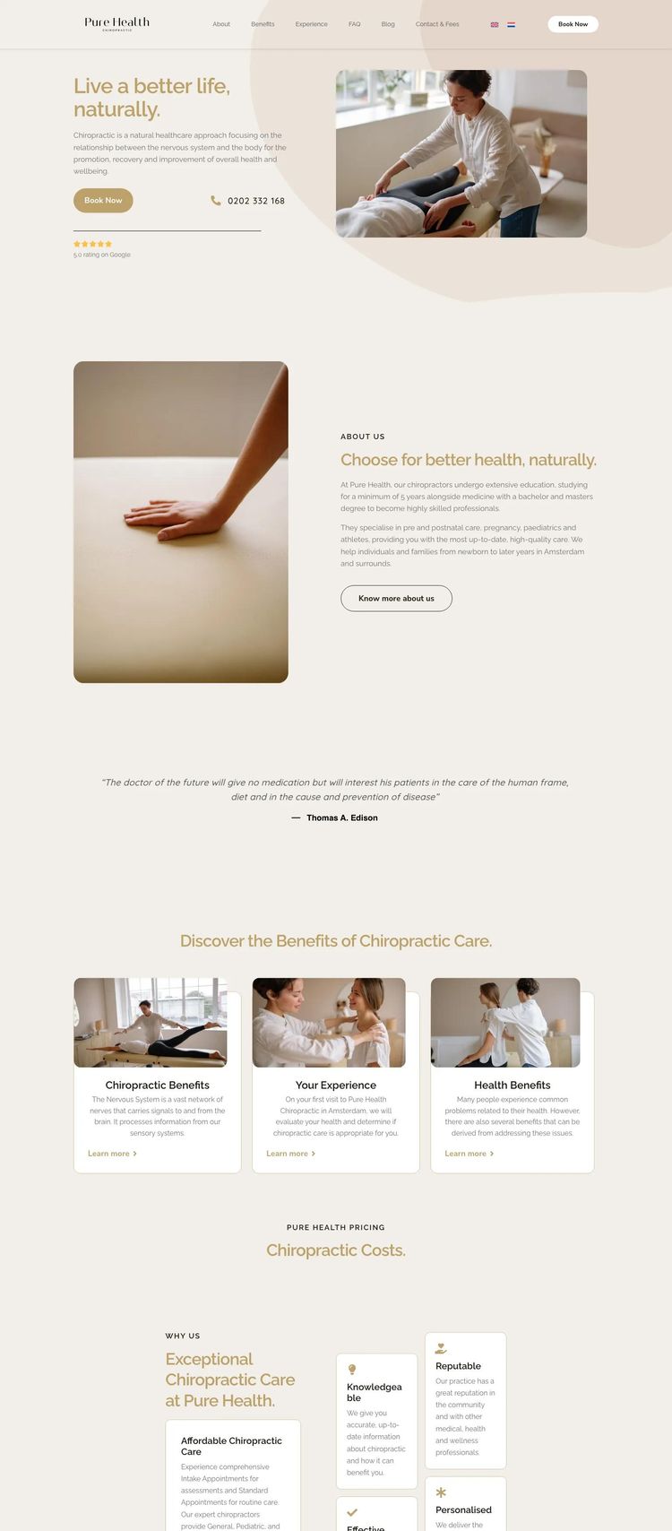 Screenshot 2 of Pure Health Chiropractic (Example WordPress Chiropractor Website)