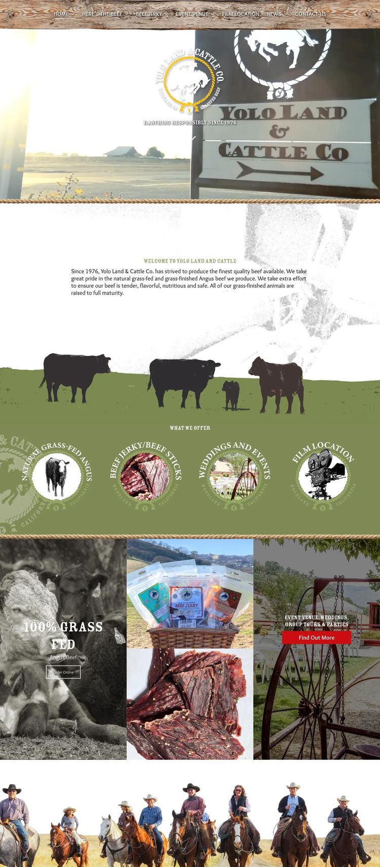 Screenshot 1 of Yolo Land & Cattle Co. (Example Duda Restaurant Website)
